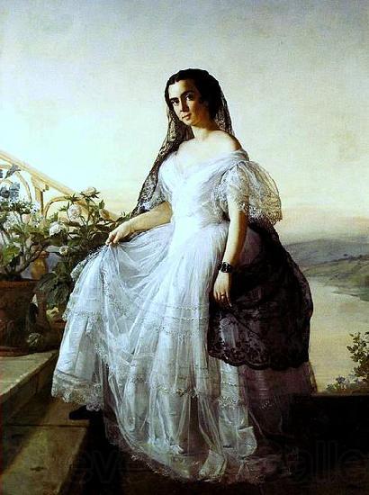 Francois-Auguste Biard Portrait of a woman Norge oil painting art